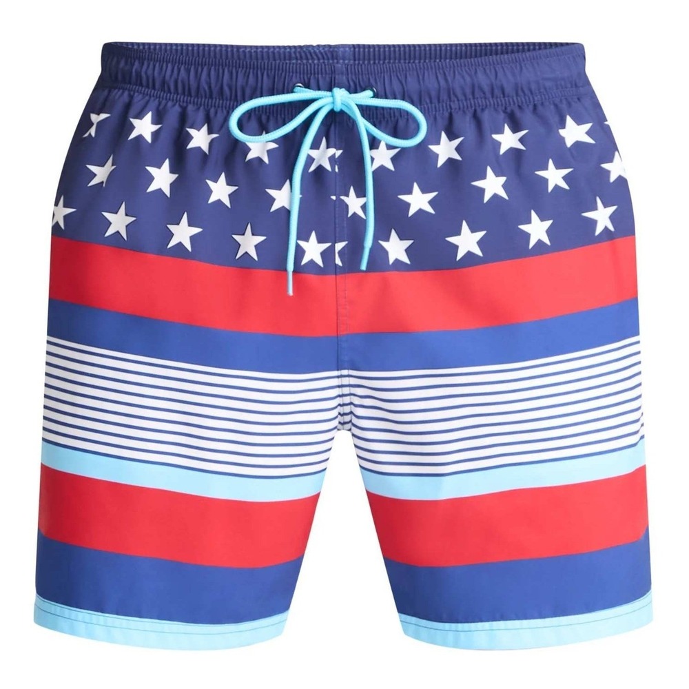 Americana Swim Trunks 3XL (48-50) Blue Red Patriotic Flag Stars Stripes XXXL NWT